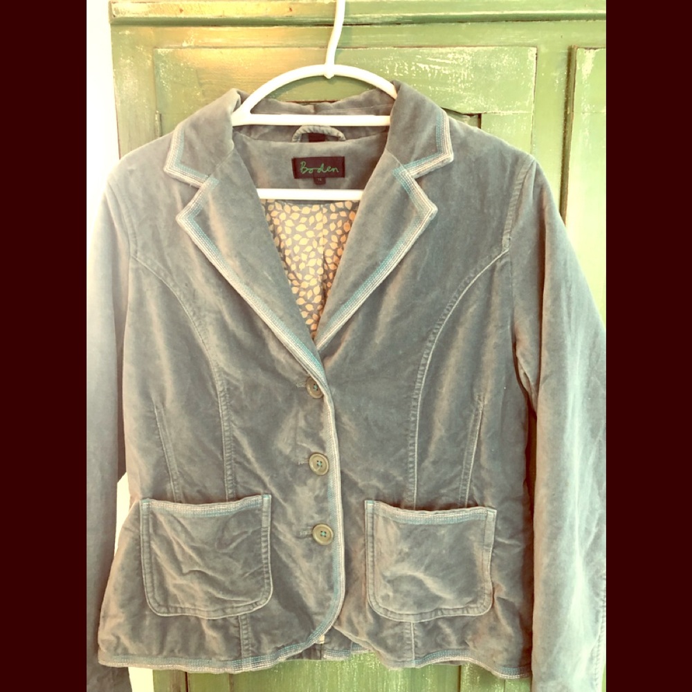 Boden light blue velvet blazer sz 14 eu/10us